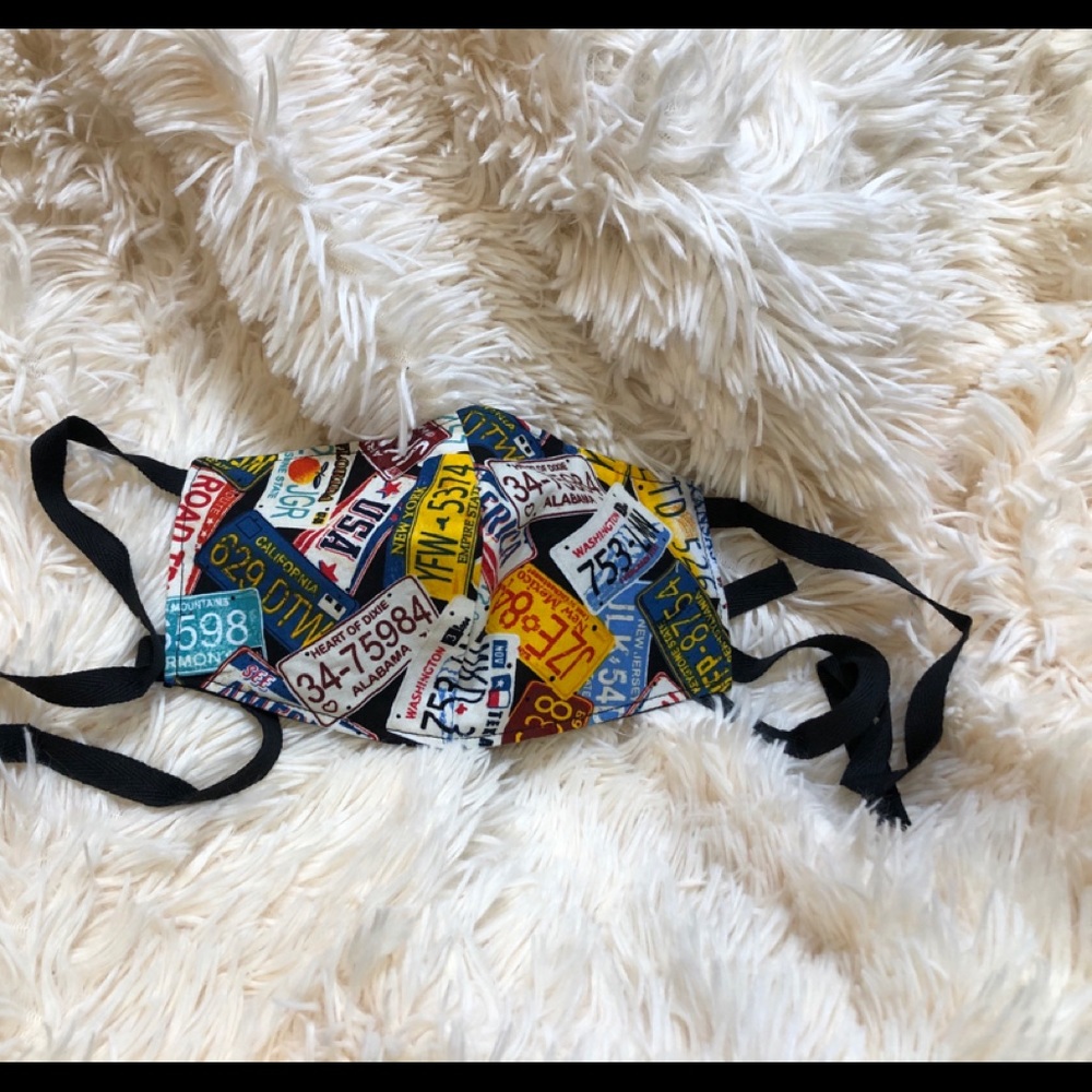 License Plate Face Mask Washable Reversible